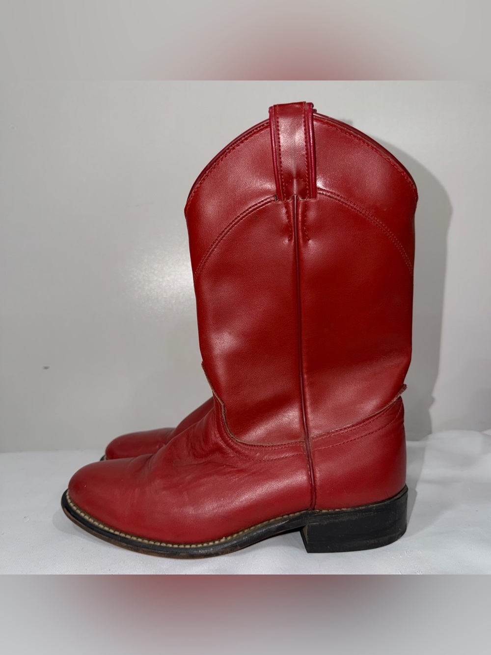 vintage Laredo Red Leather Roper Cowboy Boots